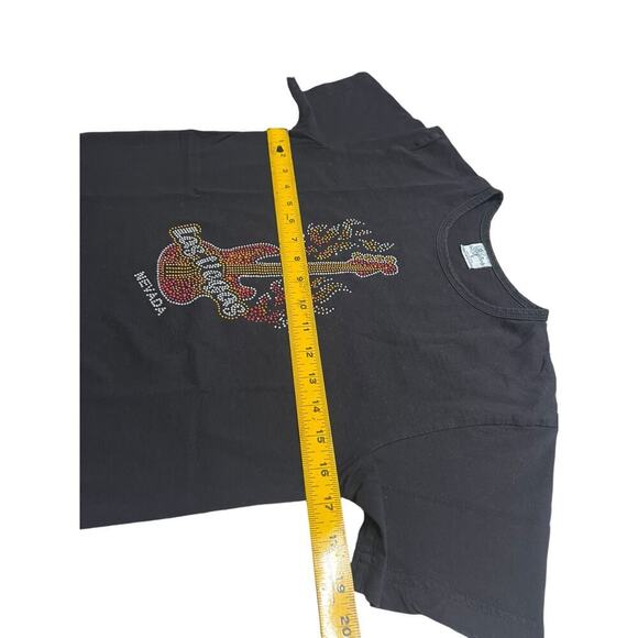 Vintage‎ Las Vegas Nevada Rock Star Guitar Bling T-Shirt - Flames / Red - size S - Picture 6 of 6